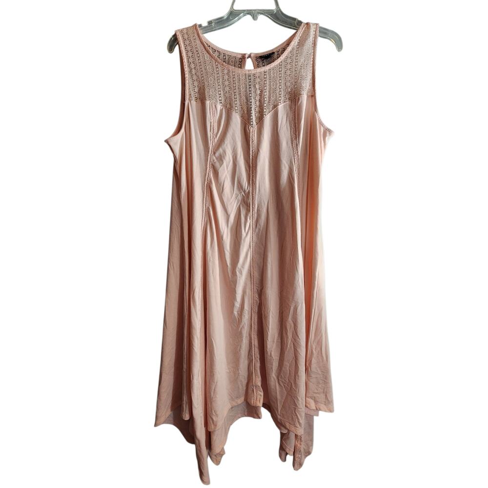 Torrid Blush Pink Lace Yoke Sleeveless Handkerchief Hem Tunic Top dress Size 2